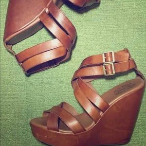 KORK-EASE Leather Wedge Ankle Strap Sandal - 8.5